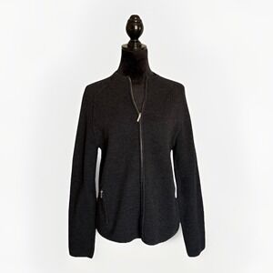 VTG 90's Ralph Lauren Zip Cardigan Mock Neck‎ Sweater L 100% Merino Wool